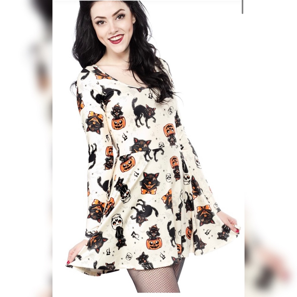 Black cat skater dress